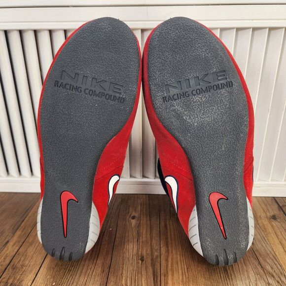 VTG Nike Air Drive Pro S Racing Compound Mens Sz 9 Red Suede Pit Crew Shoes Cars - Picture 7 of 9